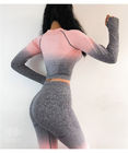 ओम्ब्रे सीमलेस विमेंस योगा परिधान / महिला जिम क्लोथिंग ग्रेडिंग लेगिंग्स + लॉन्ग स्लीव टॉप आपूर्तिकर्ता